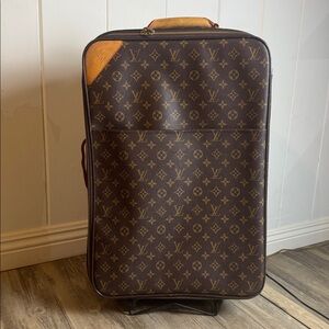 Louis Vuitton Monogram Travel Suitcase Luggage 24x15x8 Vachetta